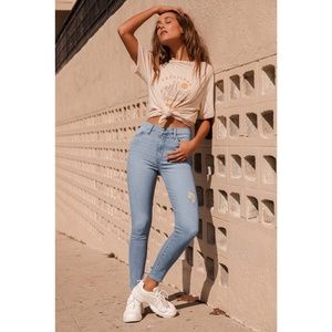 NWT Lulus High Rise Distressed Skinny Jeans